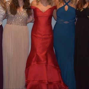 Red mermaid prom dress